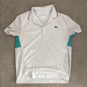 Lacoste Polo Shirt in White and Aqua